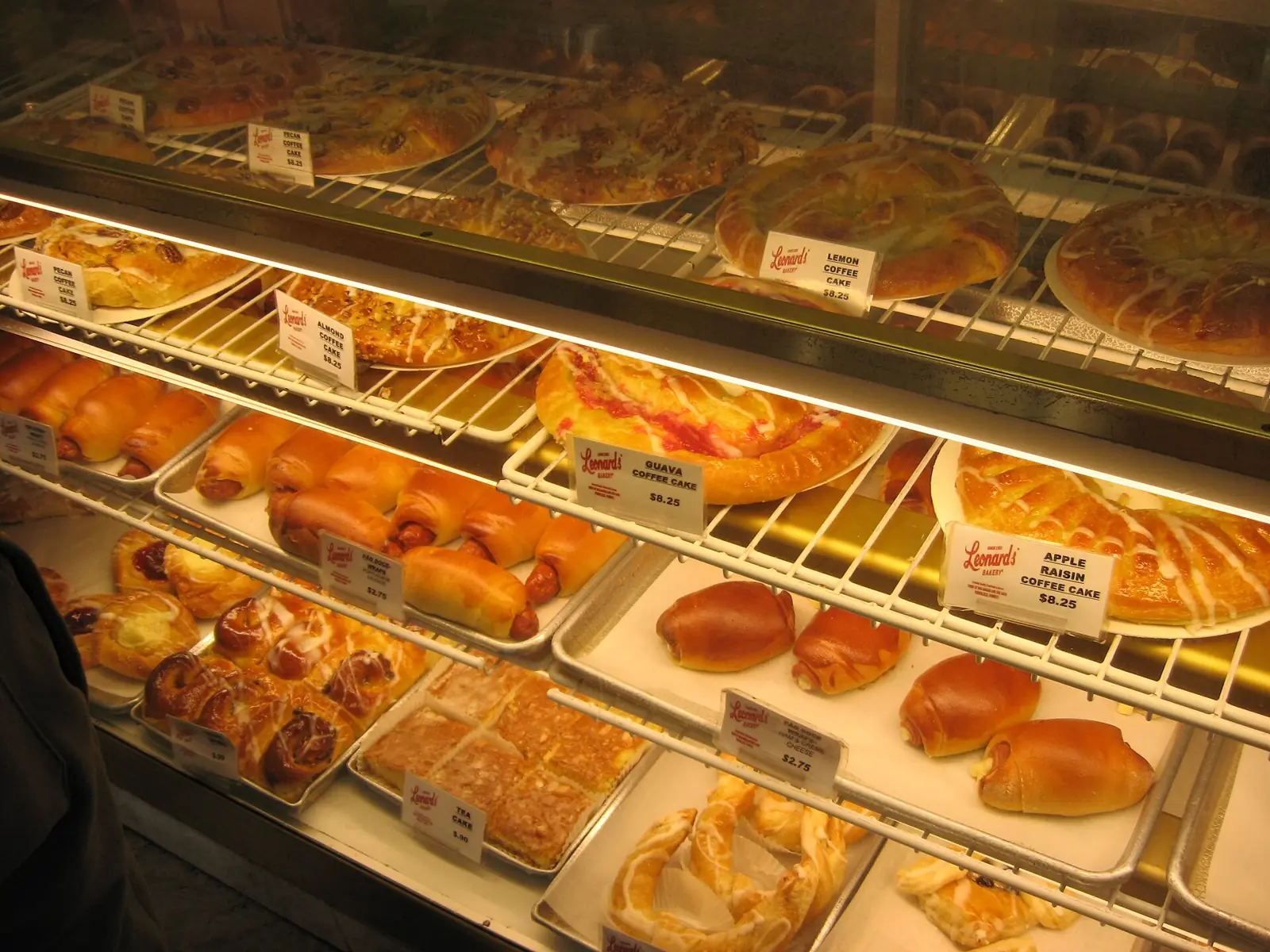 The pastry case at Leonard's Bakery, Honolulu