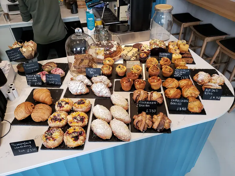 Bakery goods on a café counter