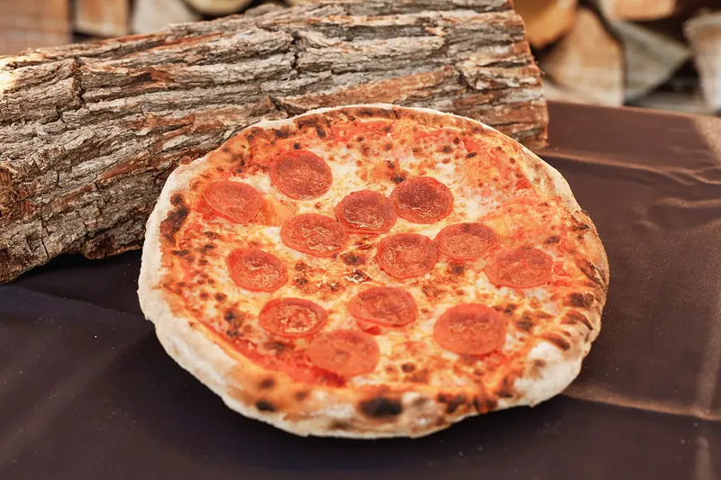 A wood-fired pizza